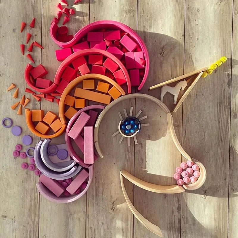 Woods™ - Houten Wonderen - Regenboog bouwblokken - AlmaVidaKids