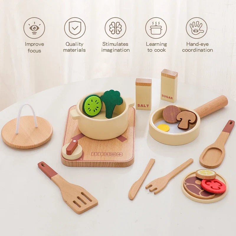 Woods™ - Mini - Chefs Aan Zet - Houten Speelkeuken Set - AlmaVidaKids