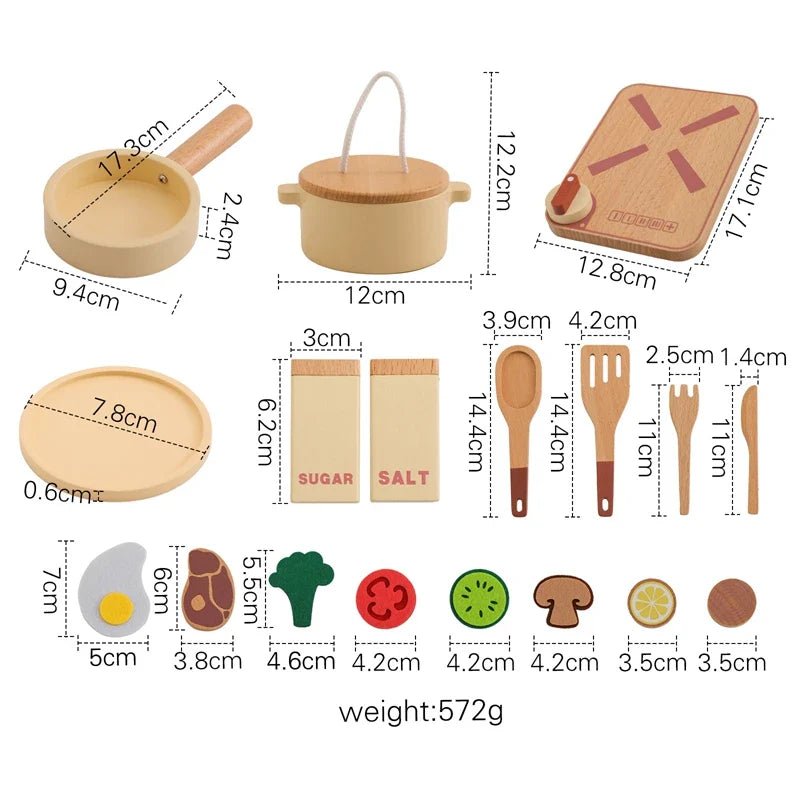 Woods™ - Mini - Chefs Aan Zet - Houten Speelkeuken Set - AlmaVidaKids