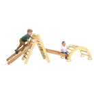 4in1 Montessori Climbing Set: Triangle Ladder + Arch/Rocker + Slide Board/Ramp + Net – Chocolate - Goodevas