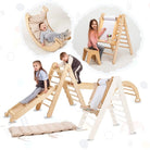 Climbing Set: Pikler Triangle | Climbing Arch | Slide Board/Ramp | Rope Ladder | Arch Cushion | Art Addition - AlmaVidaKids