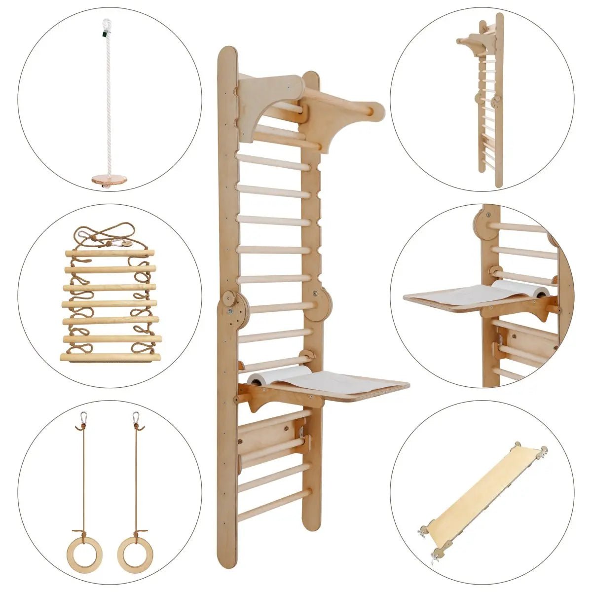 Climbing Wall Set: Gym Add - on | Climbing Ladder | Swing Set | Slide Board | Art Addition - AlmaVidaKids