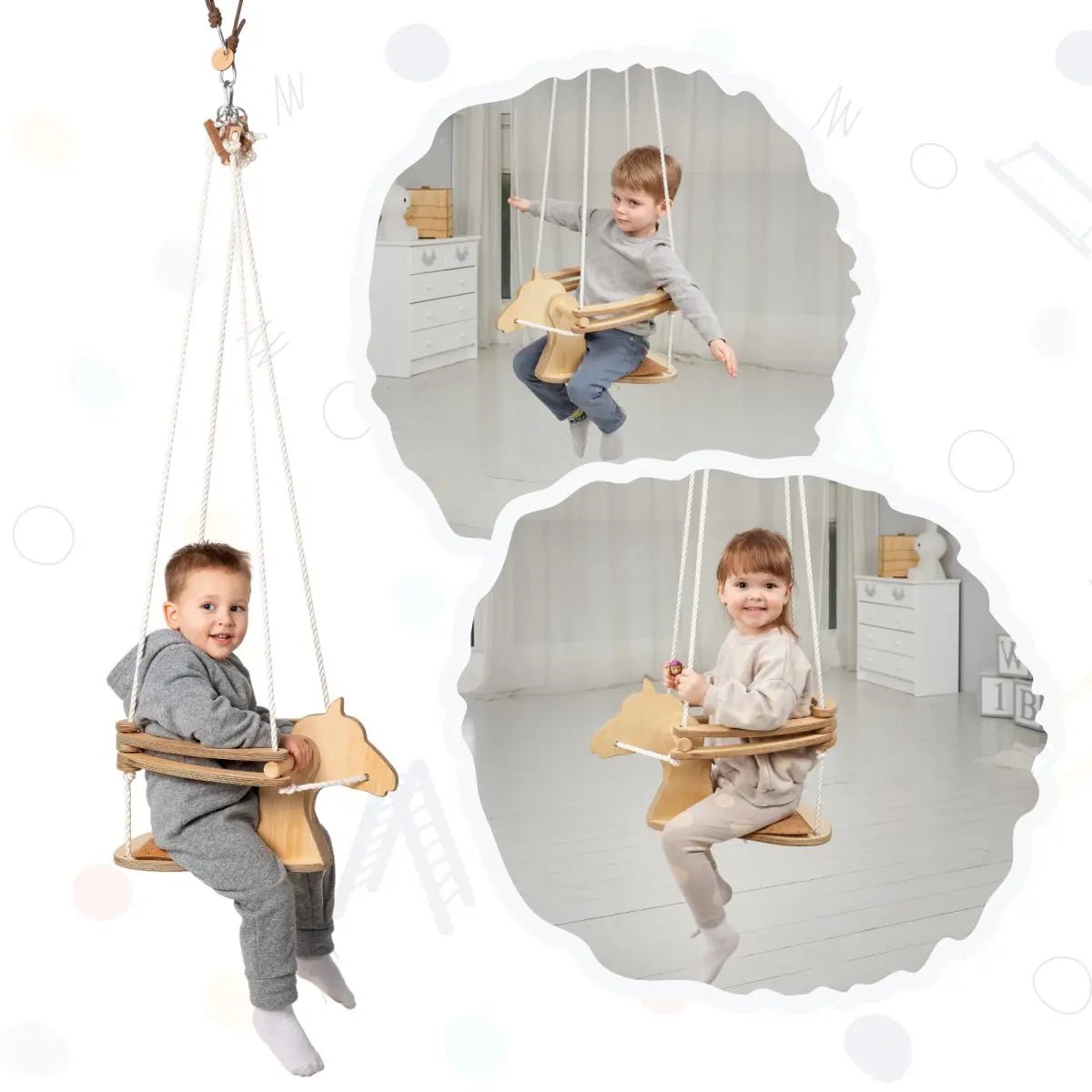 Wooden Horse Swing - AlmaVidaKids